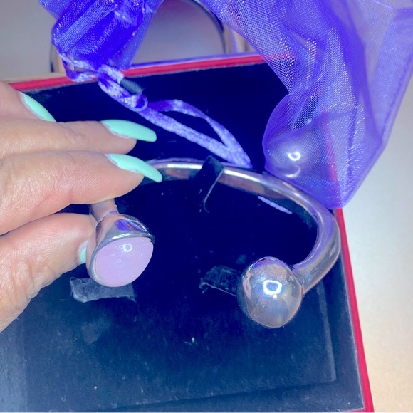 NEW UNO de 50 Silver Tone Zen Think Pink Stone Open Cuff for Breast Cancer - Picture 13 of 16